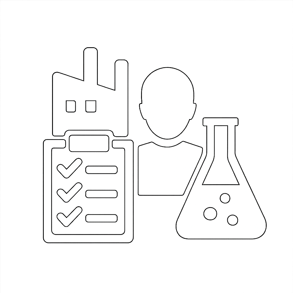 genera un icona bianca sfondo trasparente senza bordi che richiami il paragrafoVerifiche e controlli in centrale Valutazione delle miscele e assistenz