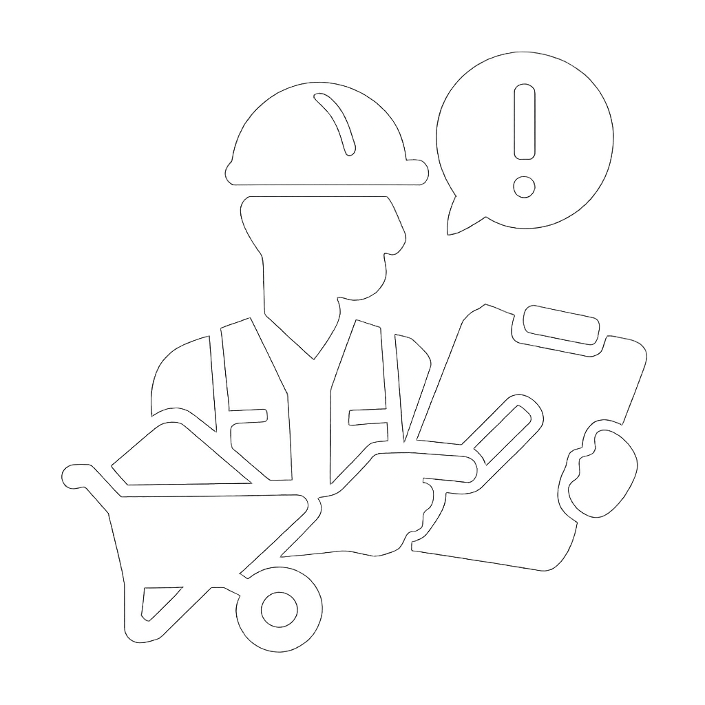 genera un icona bianca sfondo trasparente senza bordi che richiami il paragrafoassistenza in cantiere Supporto tecnico durante le fasi di getto e cont