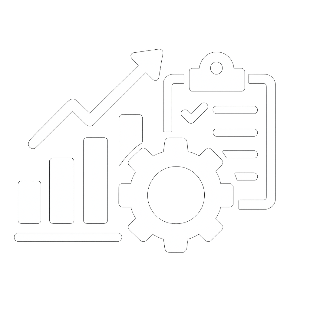 icona bianca senza sfondo che rappresenti la valutazione dei risultati ottimizzazione dei parametri e confronto con le specifiche richieste